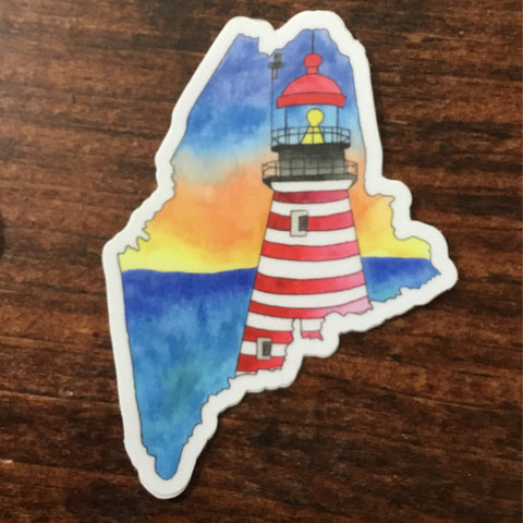 Scribbles ~ Lighthouse - West Quoddy Lighthouse Sticker @scribblesanddoodlez