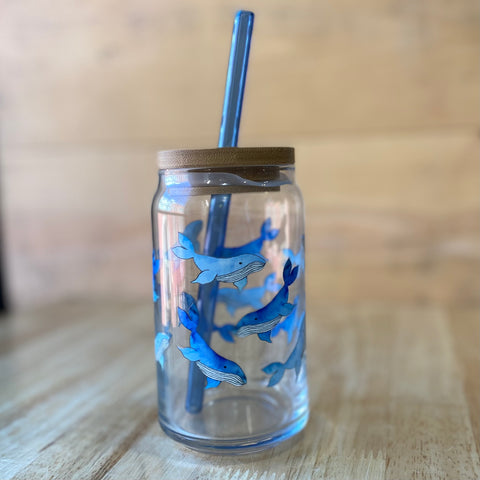 Scribbles  - Whales Glass Cup  @scribblesanddoodlez