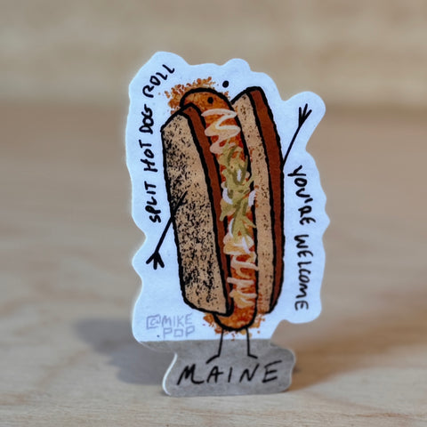 Split Hotdog Roll Sticker- @mikepop