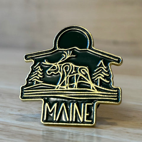 Sunset Moose Enamel Pin @pinetreeskateco