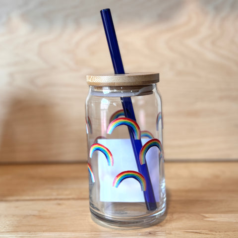 Scribbles - Rainbow Glass Cup -scribblesanddoodlez