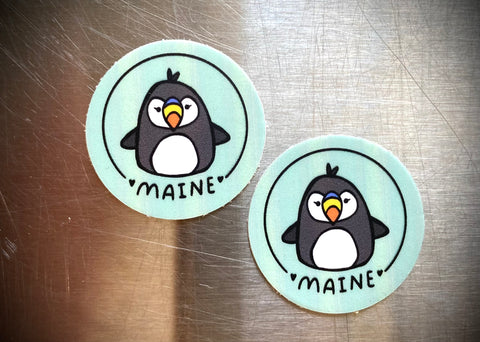 2 Birds 1 Pencil - Maine Puffin One inch - 2 for 1 Sticker  @2Birds1Pencil