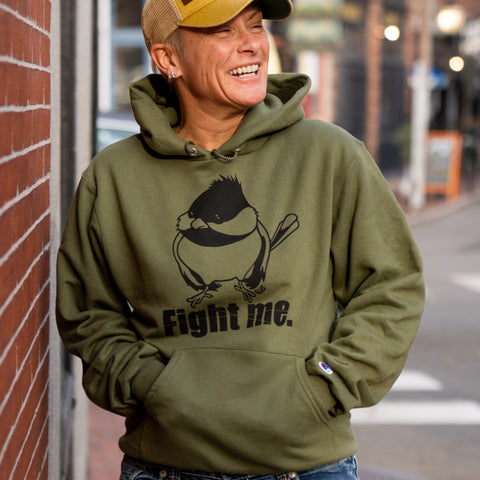 Fight Me Hoodie (army green) -Krista Campbell