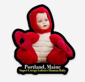 Super Creepy Lobster Human Baby Sticker  @themainesouvenirshop