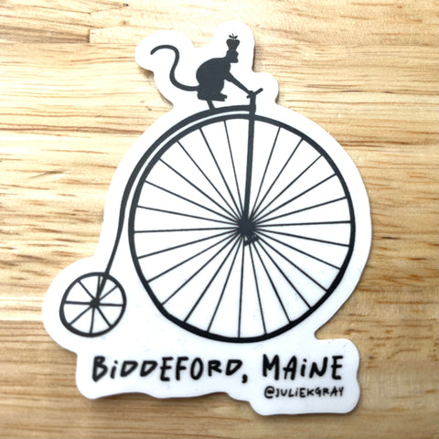 Biddeford Monkey Bicycle One Inch Sticker