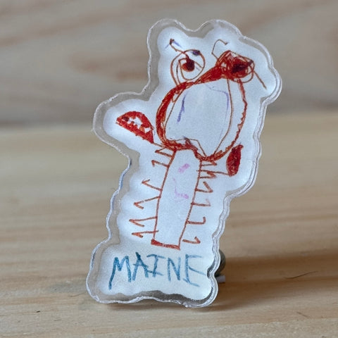 Hand Drawn Lobster Pin