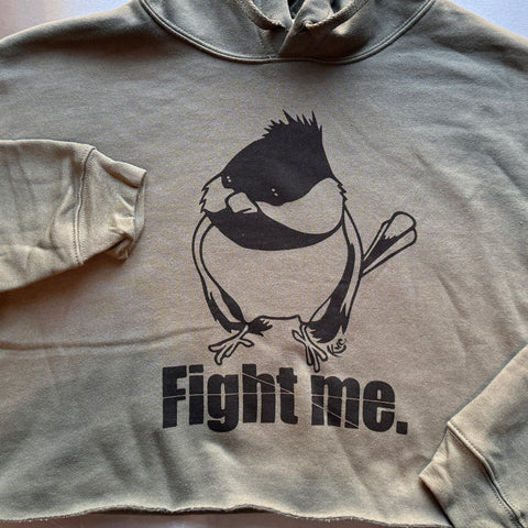 Fight Me Cropped Army Green Hood (One Color) -Krista Campbell