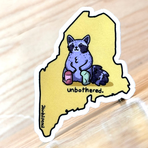 2 Birds 1 Pencil - Unbothered Raccoon Sticker @2birds1pencil