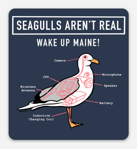 Seagulls Aren't Real Sticker  @forthouse