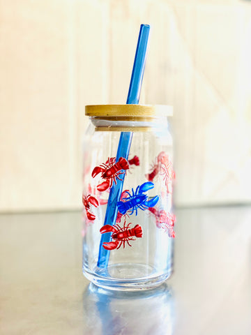 Scribbles - Blue and Red Lobster Cups (Glass)  @scribblesanddoodlez