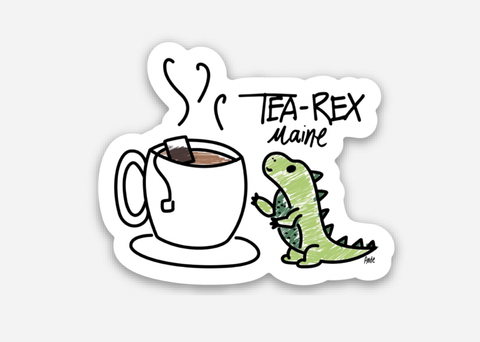 Tea-Rex Sticker  @themainesouvenirshop