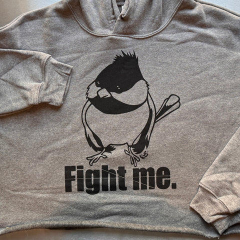 Fight Me Cropped Gray Hood (One Color) -Krista Campbell