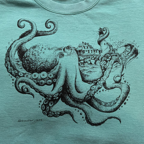 Octopus Teal Crew @esedler_art