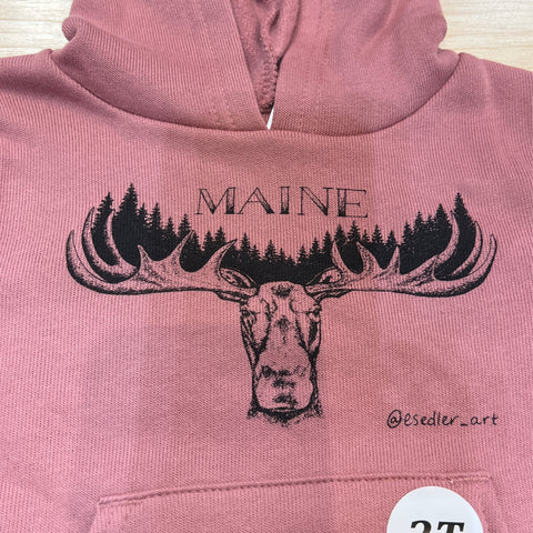 Tree Moose Mauve Toddler Hood  @esedler_art